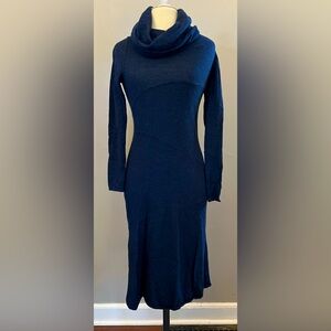 Krimson Klover brand women’s cowl neck sweater dress blue/black stripe Size S
